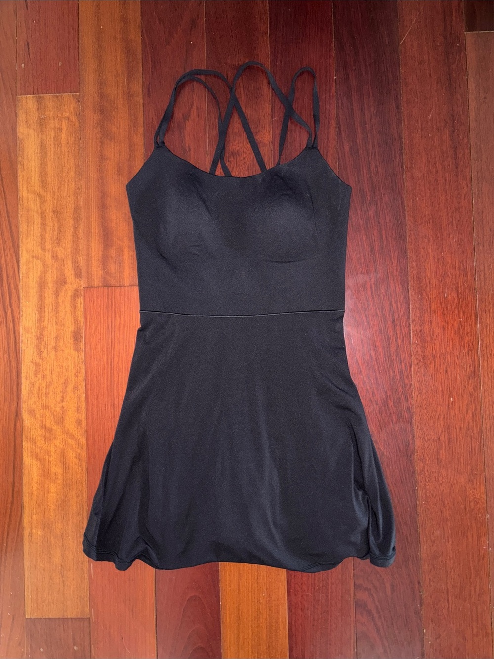 aerie Black Strappy Skater Slip Dress
